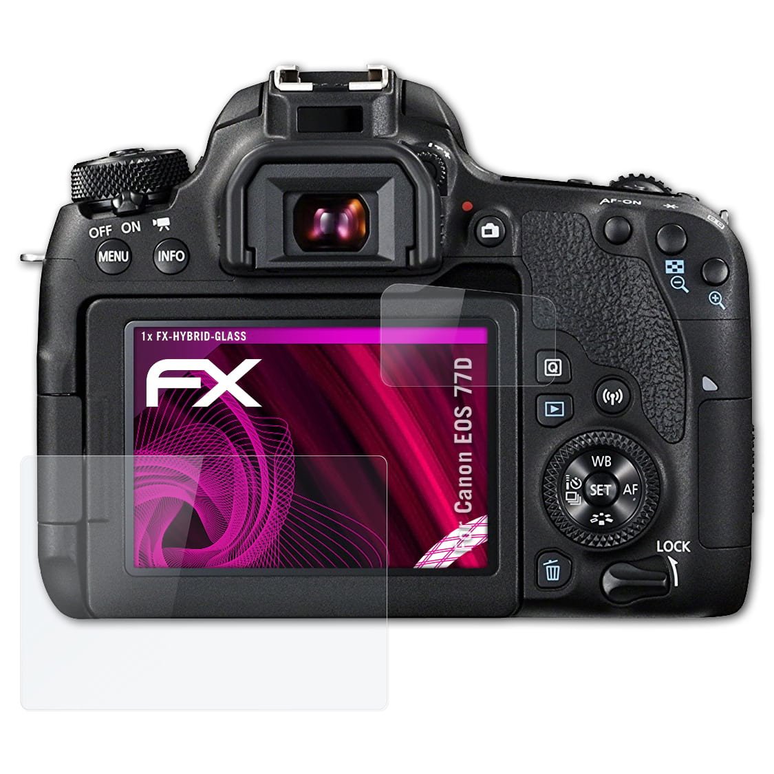 atFoliX Lámina Protectora de plástico Cristal para Canon EOS 77D ...