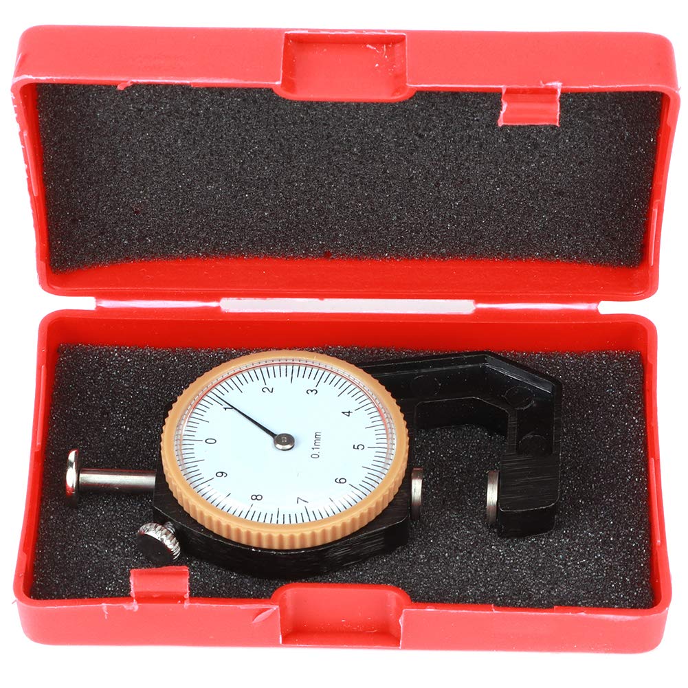 0-10mm Thickness Gauge Portable Dial Thickness Measuring Tool with Flat Head Probe for Jewelry Leather PCB Board Material Testing