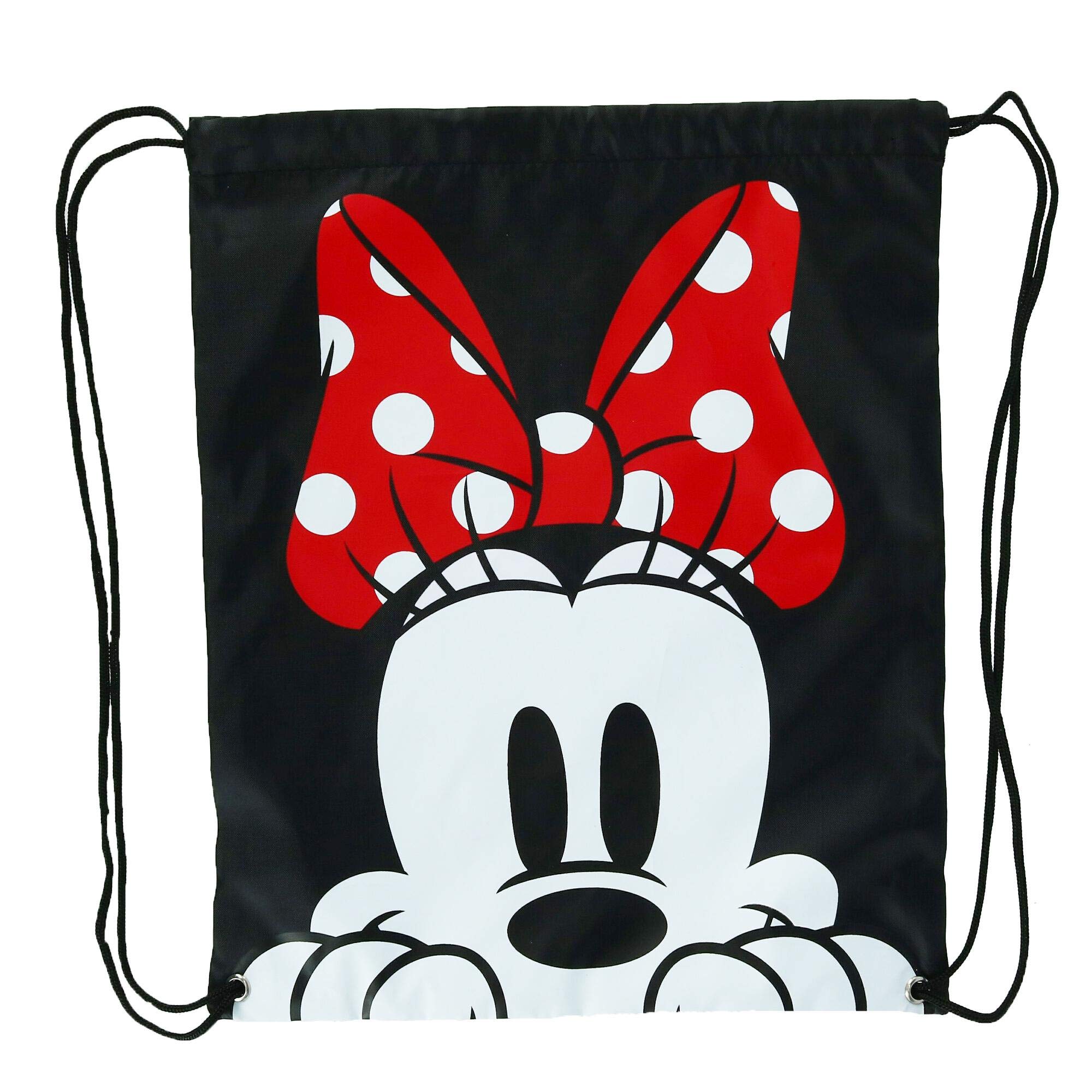 Disney Minnie Mouse Face Drawstring Tote Backpack, Black