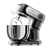 GEFT Stand Mixer, 3.5QT+6QT Two Bowls Kitchen Electric Mixer, 600W 6+P speed Tilt-Head Food Mixer with Stainless Steel Bowl, Dishwasher-Safe Dough Hook, Flat Beater, Wire Whisk, Splash Guard, Black
