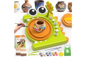 HAYXUN Dinosaur Pottery Wheel Kit for Kids – Arts & Crafts Kit Toys for Boys Girls, Variable Speed Pottery Wheel Tool Kit - Birthday, Christmas Gift for Kid Ages 6 7 8 9 10 11 12+