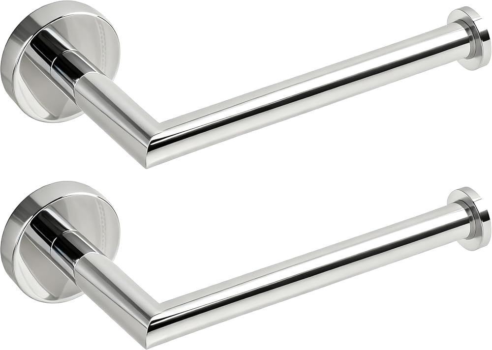 HITSLAM Chrome Toilet Roll Holder Wall Mounted SUS 304 Stainless Steel 2 Pack