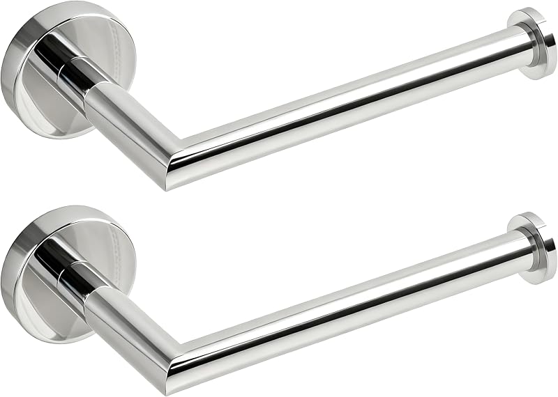 HITSLAM Chrome Toilet Roll Holder Wall Mounted SUS 304 Stainless Steel 2 Pack