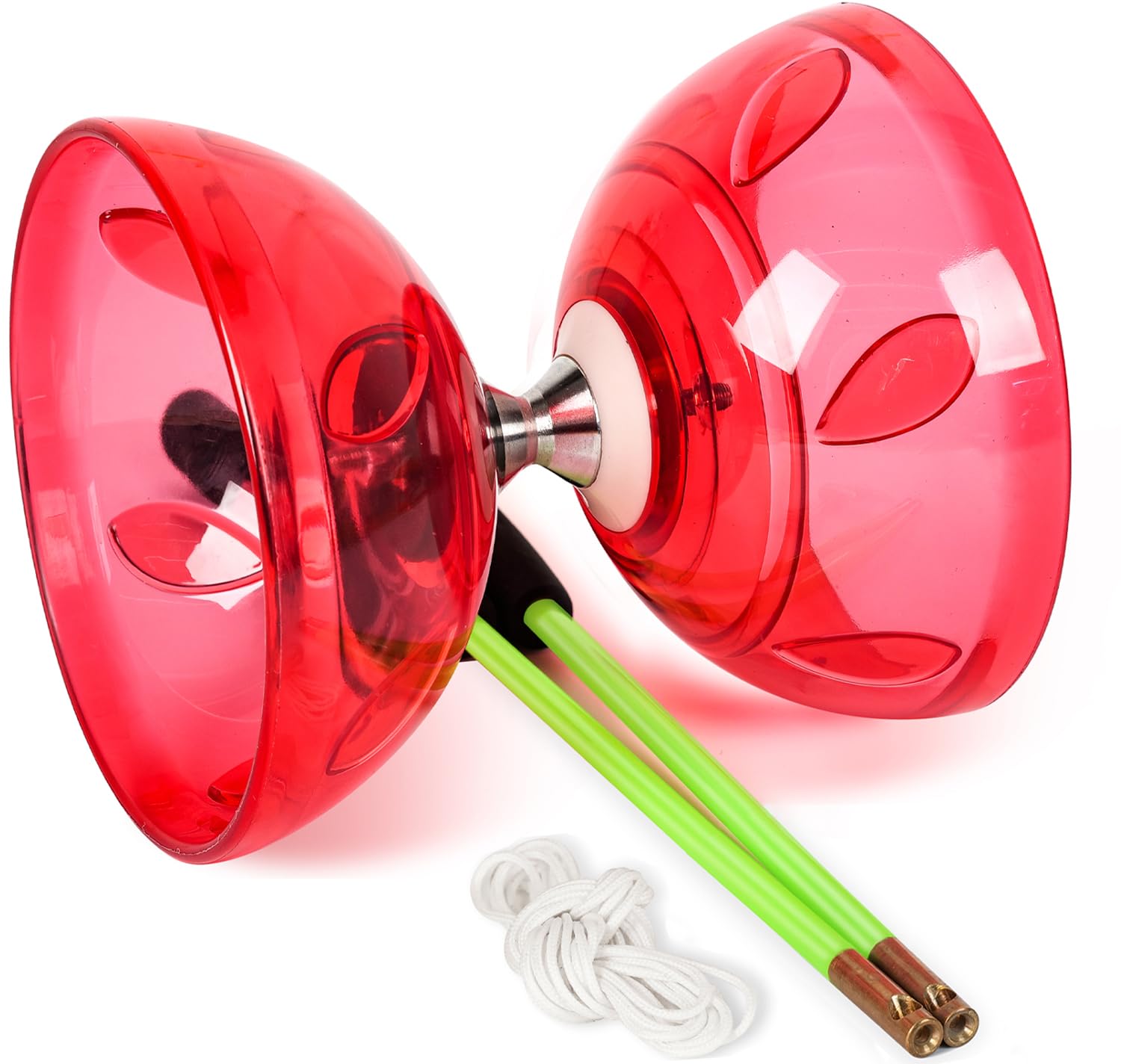 Photo 1 of BODY RHYTHM Five Bearings Chinese Diabolo Yoyo Set with Fiberglass Sticks-Adjustable Strings for All Ages - Best for Fitness and Tricks (Red)
