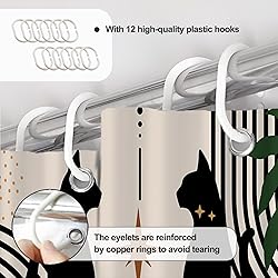 AWERT Boho Mid Century Shower Curtain Cute Cat