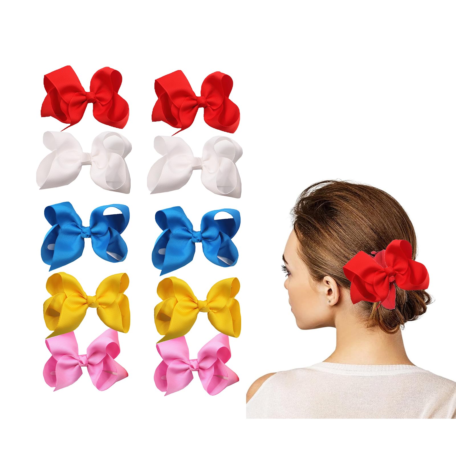EULAPGOE 10 Pieces Ribbon Bow Hair Accessories Clip Bow Hair Clips Ponytail Clip Hairpin Hair Cards Women's Styling Accessories Threaded Headpiece Accessories