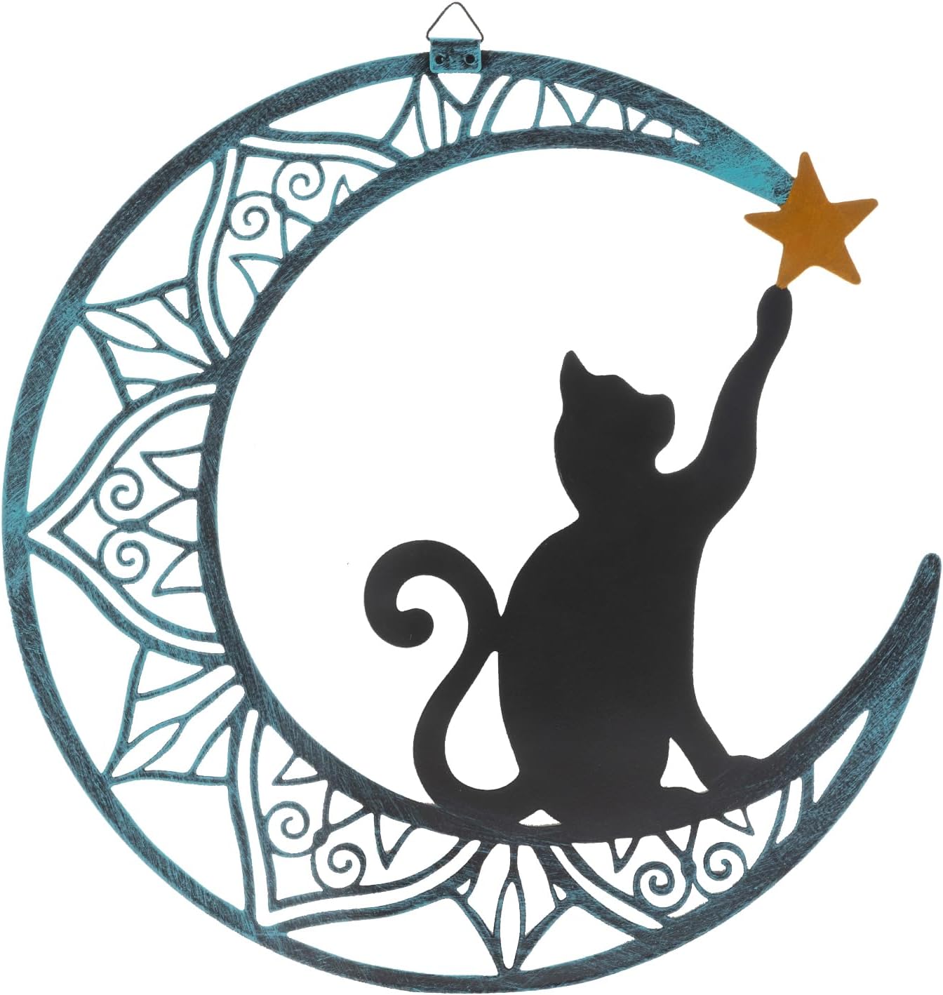 Plaques & Wall Art - VZVXCC Cat Metal Wall Art Decor-11.8 inches Cat On Moon Wall Hanging Decor for Home Bedroom Living Room Bathroom Kitchen Office Garden Hotel Wall Decoration