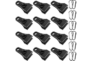 Upgrade Large Tarp Clips Heavy Duty Lock Grip -Total 24 PCs Tarp Clamps Thumb Screw Tent Fasteners with Carabiner for Camping