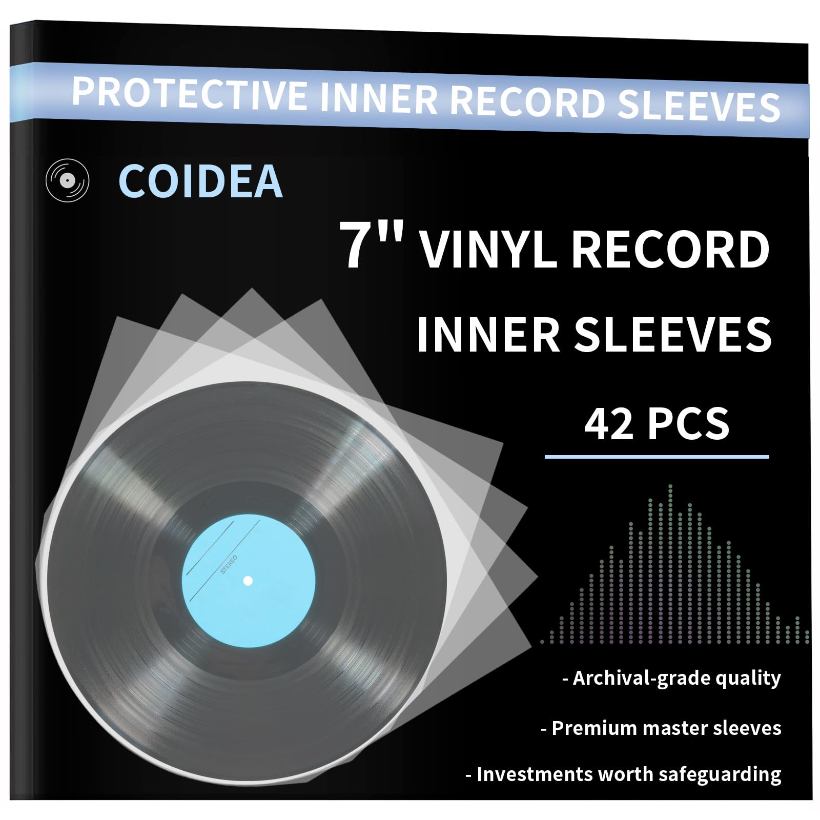 Photo 1 of 42Pcs Vinyl Inner Sleeves, 7 Inches Vinyl Record Inner Sleeves, Premium Round Record Sleeves Inner Protect Your LP Albums from Scratches, Dirt & Dust