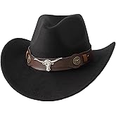 Jastore Kids Western Hats Boys Girls Cowboy Felt Hat Jazz Fedora Cowgirl Hats with Belt Buckle