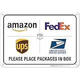 Package Delivery Sign, Delivery Instructions For Fedex Amazon Ups Usps Sign, 10x7 Rust Free Aluminum,Weather/Fade Resistant, 