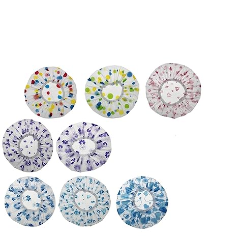 VIRZA TRADE Combo of Reusable Shower Bath Cap with Clear Plastic Hair Cover Spa