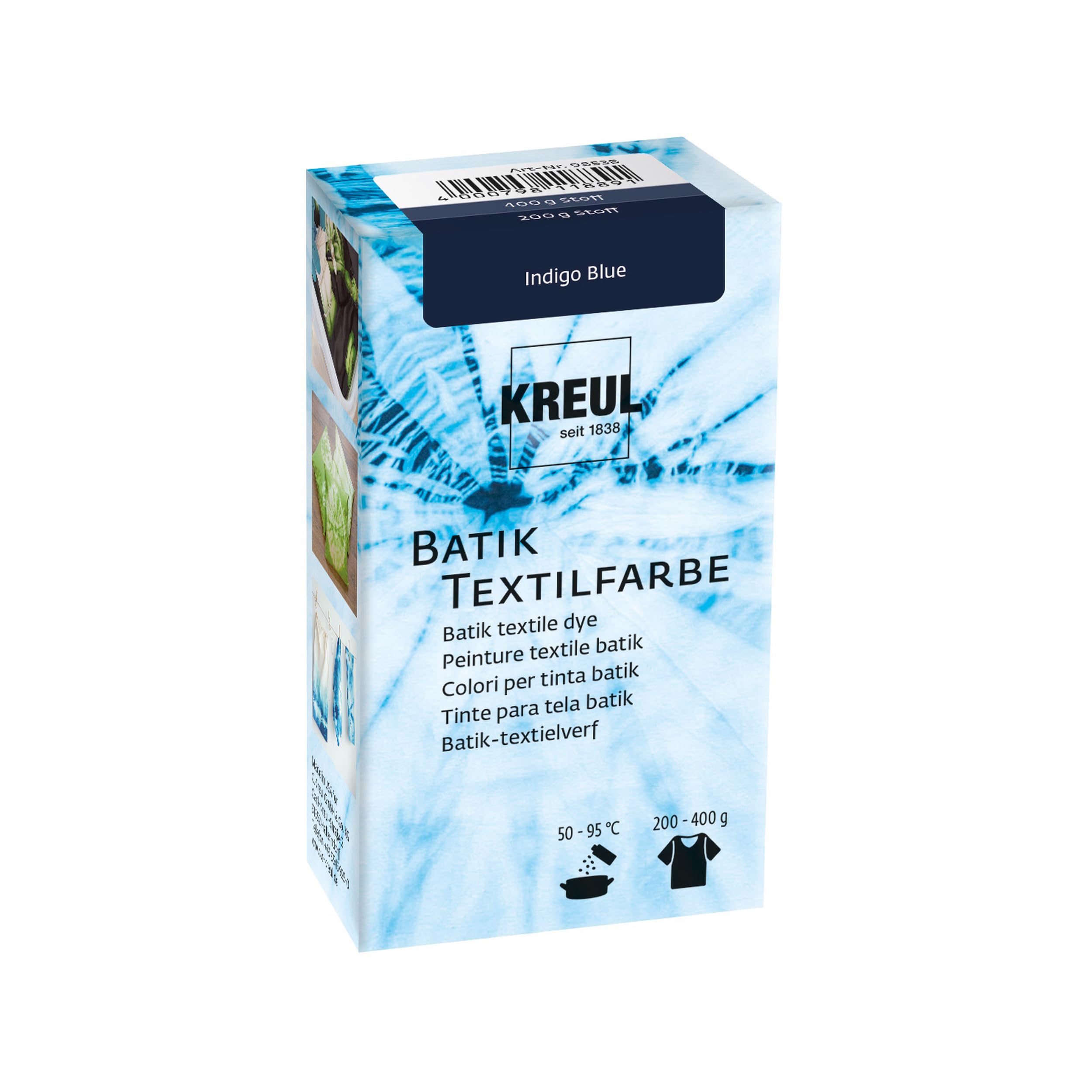 Kreul 98538 - Batik Textile Dye Indigo Blue, 70 g, Colour Powder for Batik and Dyeing Textiles