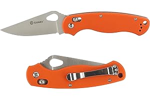 Ganzo G729-ORFolding Pocket Knife 440C Stainless Steel Blade G10 Anti-Slip Handle with Clip Hunting Fishing Camping Folder Outdoor Utility Folding Knife EDC Knife (Orange)