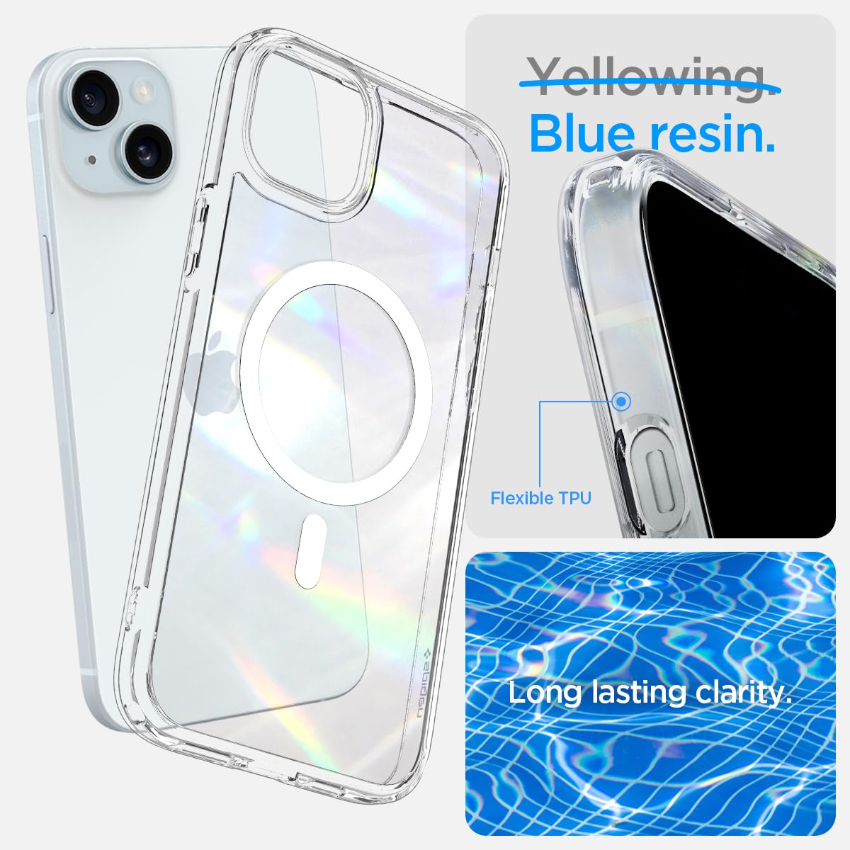 Spigen for iPhone 15 Case, Ultra Hybrid MagFit [Anti-Yellowing] [Compatible with Magsafe] - Clear