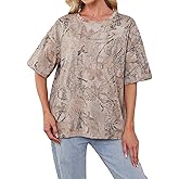 Anoumcy Camo Shirt for Women Mens Maple Leaf Print Camouflage T Shirt Summer Short Sleeve Oversized Camo Tee Shirts Tops