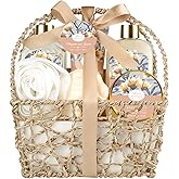 Home Spa Gift Basket, Bath Spa Kit for Women, with Body Lotion, Shower Gel, Bubble Bath, Body Scrub, Bath Salt, Bath Bomb, Bath Gift Set for Mother, Wife Her, with Magnolia and Jasmine Scent
