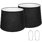 Lampshades Set of 2, Black Fabric Lamp Shades