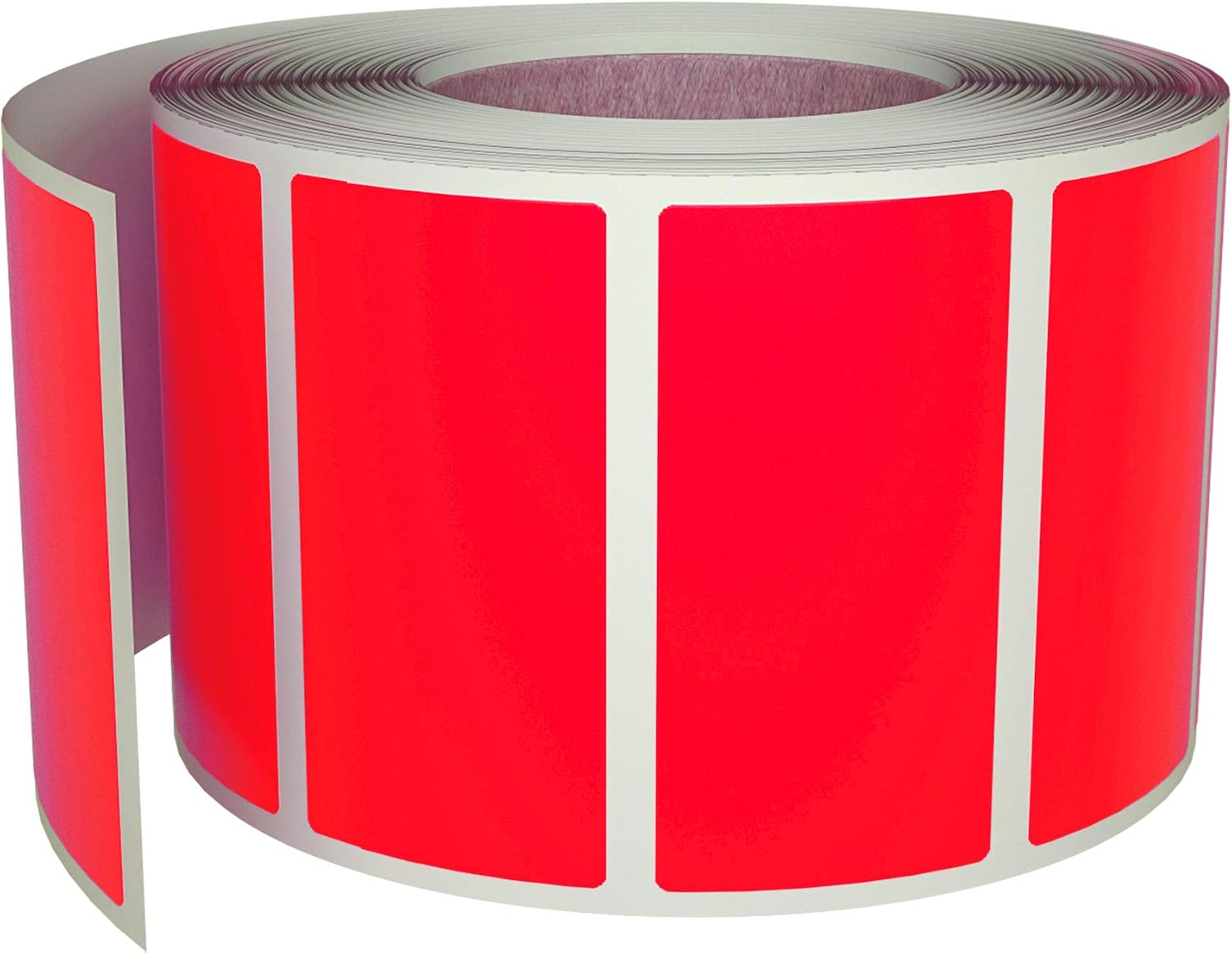 Neon Sticker Rectangle Labels Rolls Color Code 4CM x 2 CM - Neon Red Stickers Writable Surface (40mm x 19mm) - 500 Pack by Royal Green
