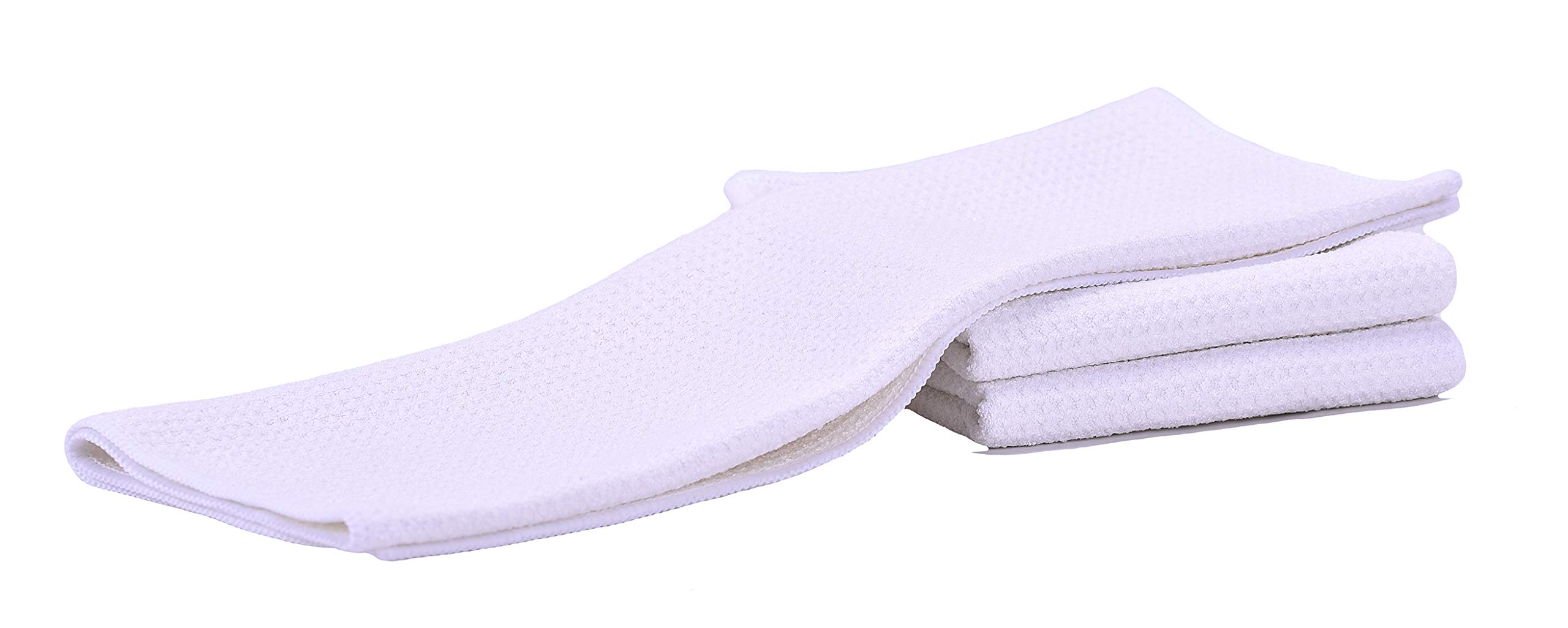 Aniease Dish Drying Towels, Microfiber Kitchen Towel Super Absorbent Fast Drying Waffle Weave Dishcloths, Set of 3 Cleaning Cloths Bar Towel (White, 40CMx60CM)