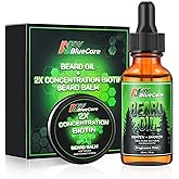 NEWBLUECARE Beard Oil and Beard Balm for Men - Beard Growth Kit for Beard Soften and Moisture - Natural & Organic Jojoba, Argan, Shea Butter - Beard Care Kit for Dad, Husband, Boyfriend, Green