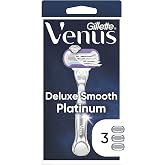 Gillette Venus Deluxe Smooth Platinum Women's Razor with Metal Handle + 3 Blade Refills