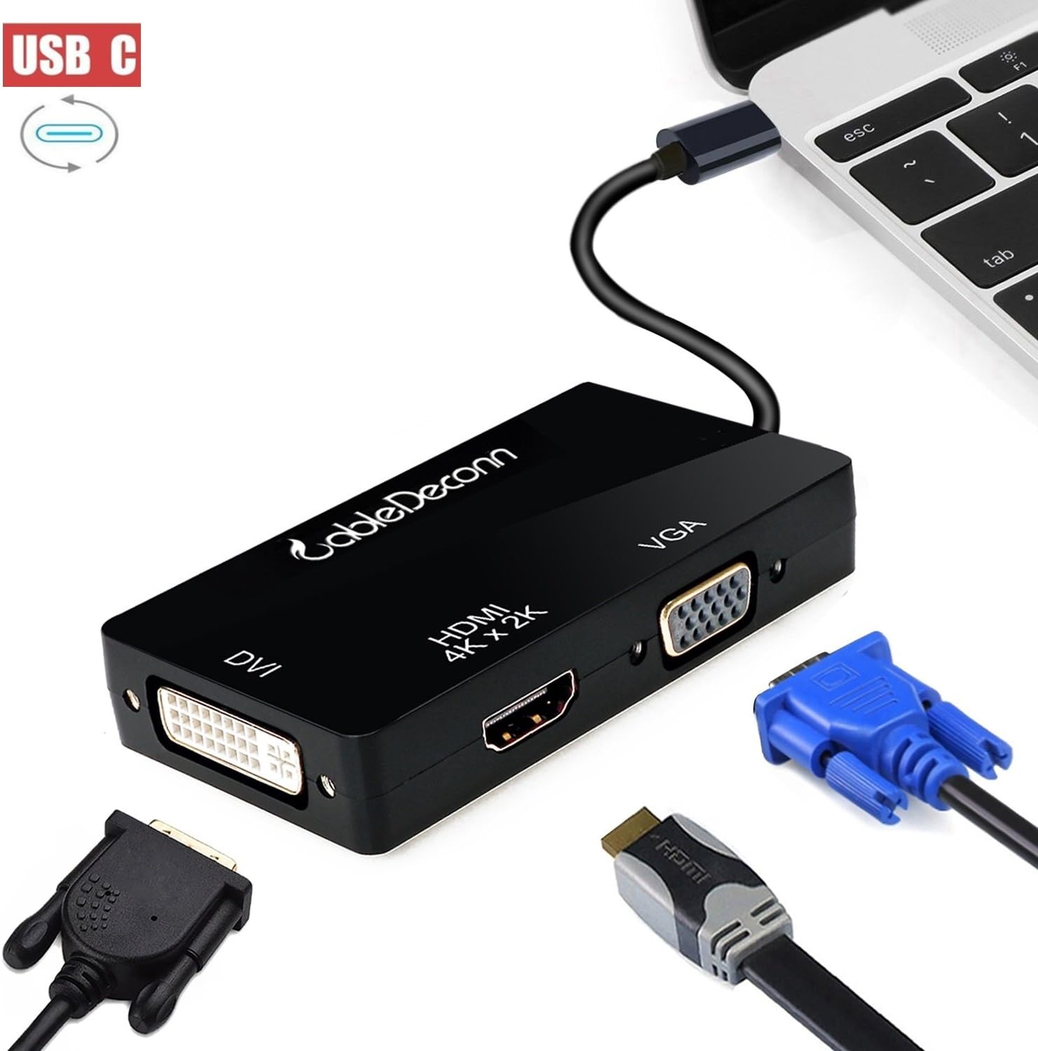 Amazon CableDeconn USBC to HDMI DVI VGA 変換 アダプタ Type c Thunderbolt 3
