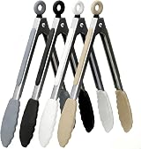 ZHIYE 7 Inch Kitchen Tongs 4 Pcs Silicone Non Slip Locking Clip Food Cooking