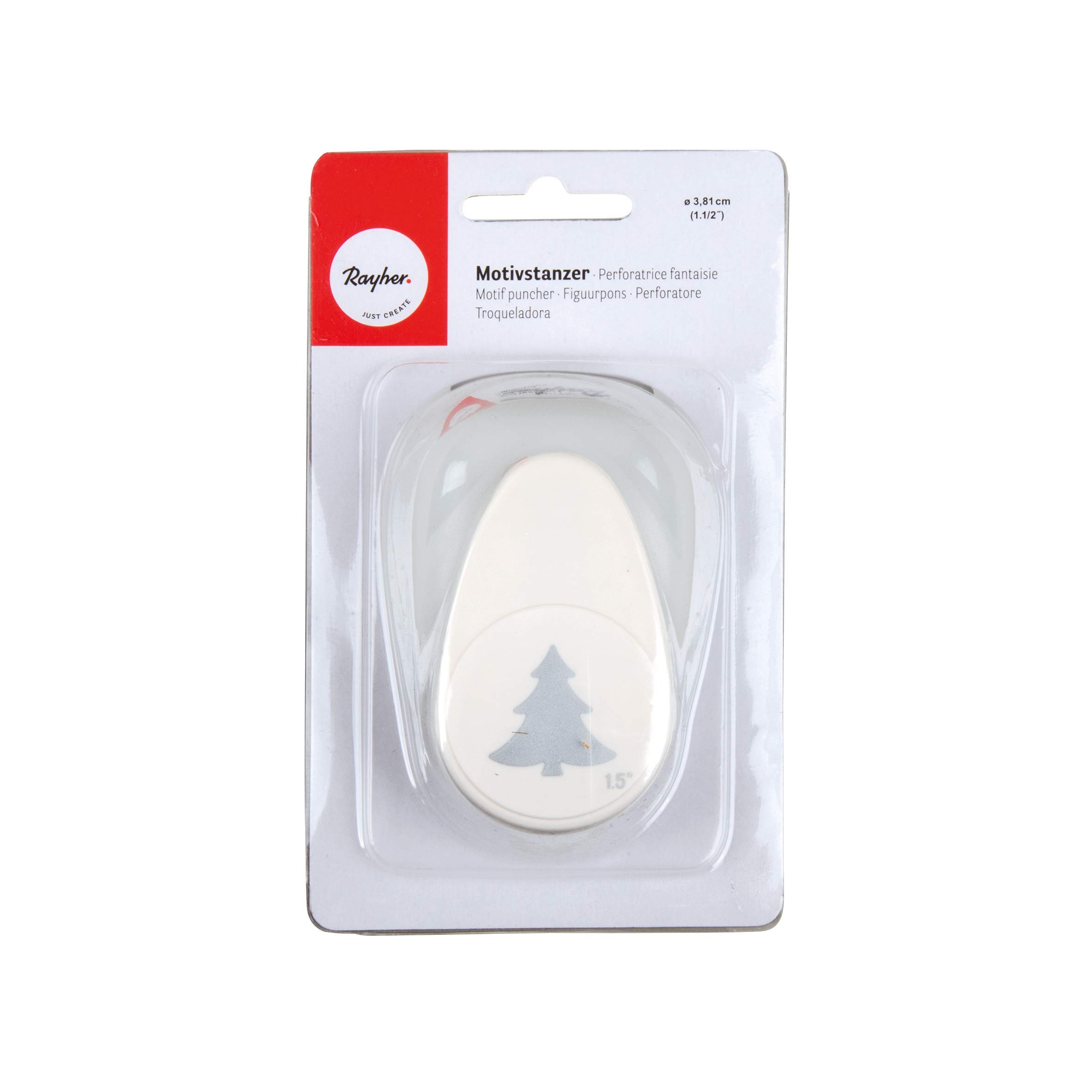 RAYHER HOBBY Paper Craft Punch with Fir Tree Design, Lever Punch for Card Making and Scrapbooking, 3.81cm, 1.5", 69010000