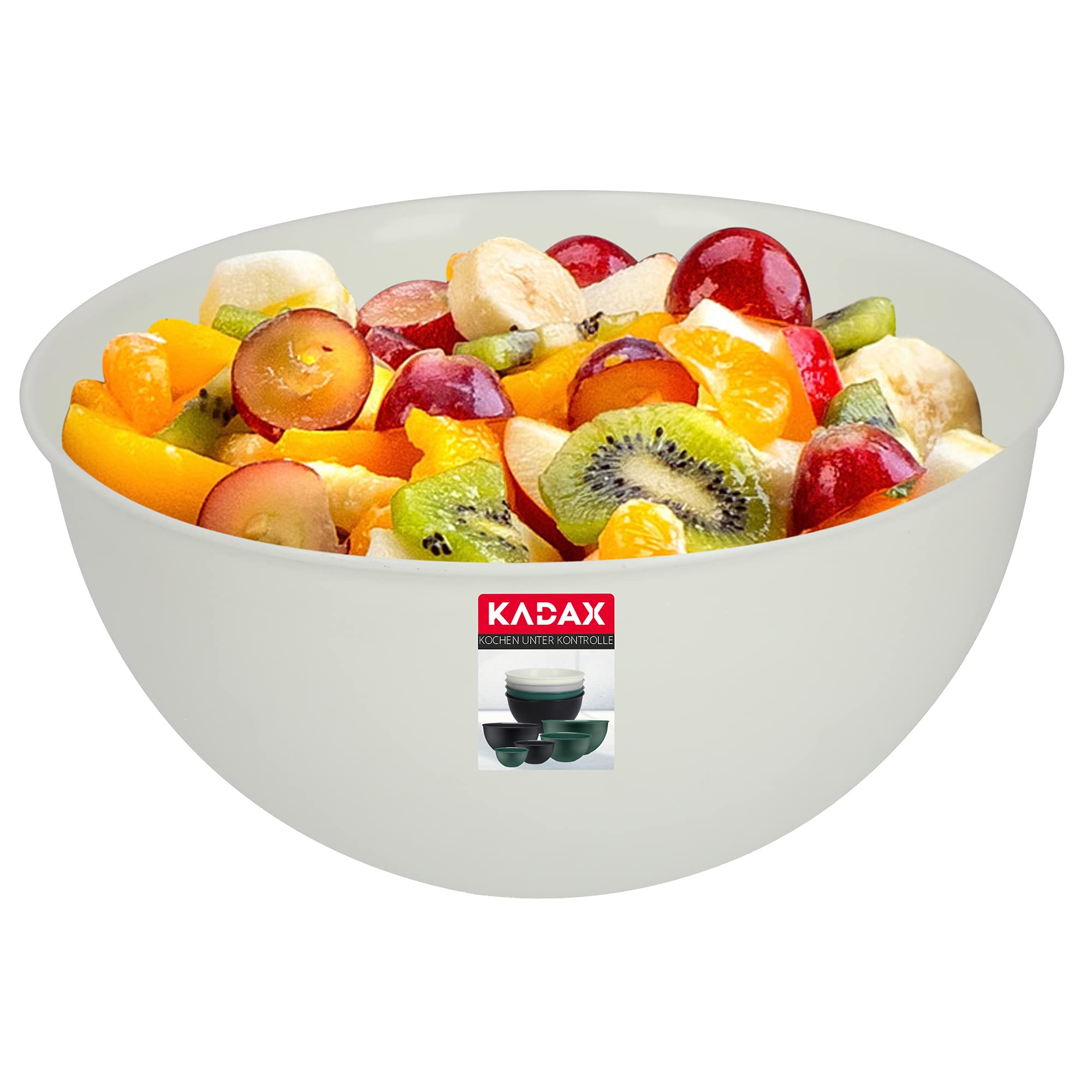 KADAX Plastic Bowl, Lightweight Mixing Bowl for Whisking, Round Serving Bowl for Salad, Snacks, Fruits, Stackable Kitchen Bowl (2L, Cream)