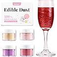 Shimmer Edible Glitter for Drinks Cocktails, Food Grade 4g/bottle, Sujoygar, Luster Dust Set for Cakes, Baking, Strawberries, Chocolates, Cupcakes, Party Drink Decoration