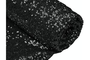 ShiDianYi 3 Feet 1 Yards-Sequin Fabric, by The Yard, Sequin Fabric, Tablecloth, Linen, for Xmas Decor (1 Yards 1PC Black)