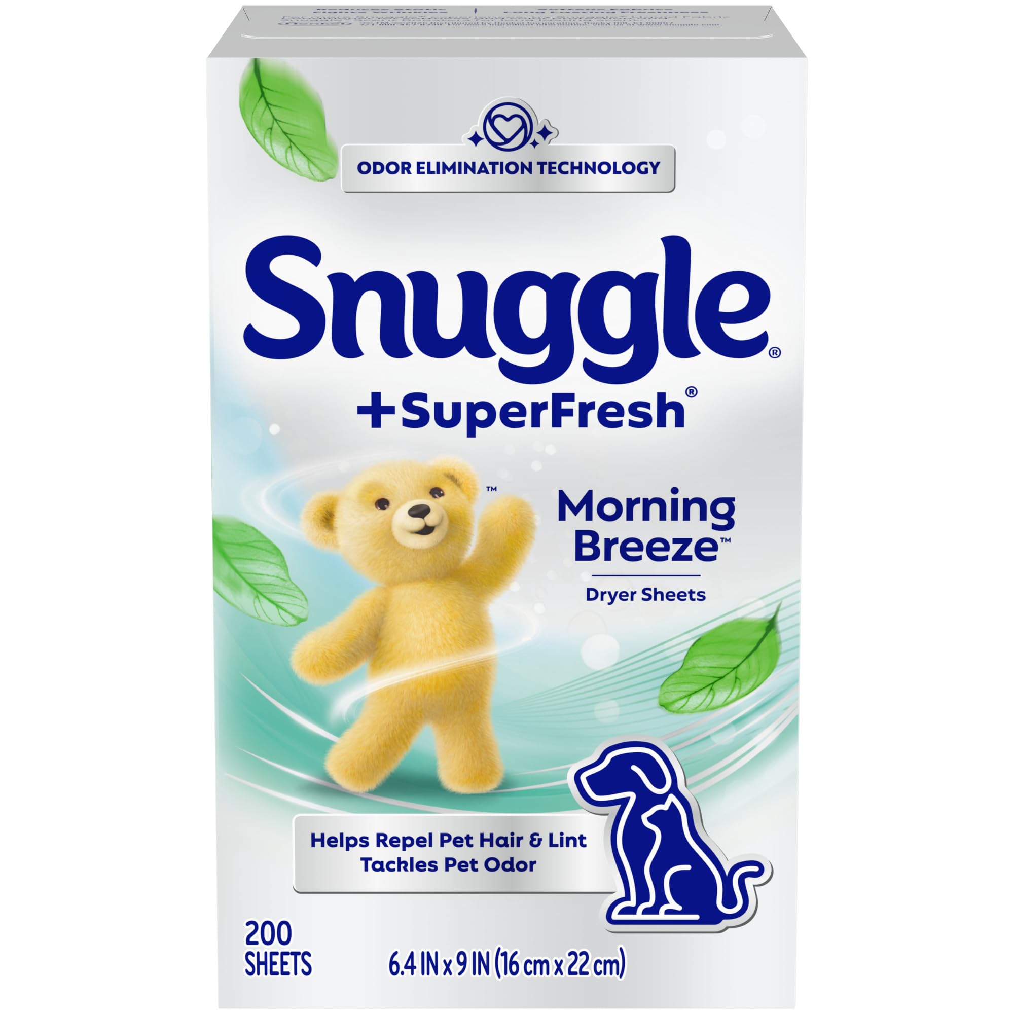 Snuggle Plus SuperFresh Fabric Softener Dryer Sheets with Static Control and Odor Eliminating Technology, Original, 200 Count