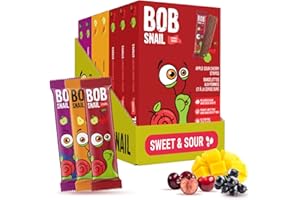 Bob Snail Fruit Leather Stripes – Mix Flavors Mango,Sour Cherry, Blackcurrant, – Sugar Free, Vegan, Natural Healthy Fruit Sna