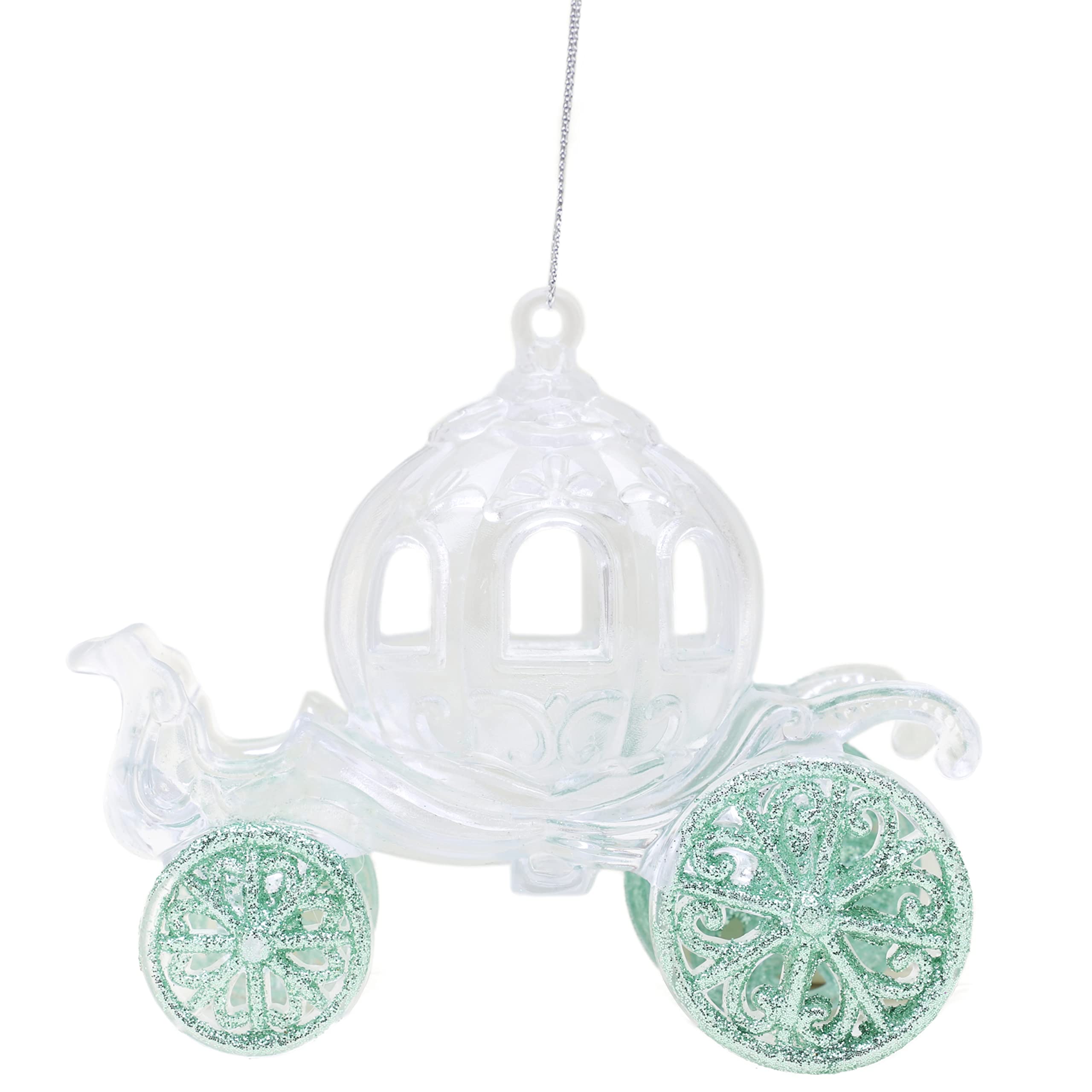Christmas Concepts® 10cm Glitter Decorated Princess Carriage Decoration (MINT GREEN, 1)