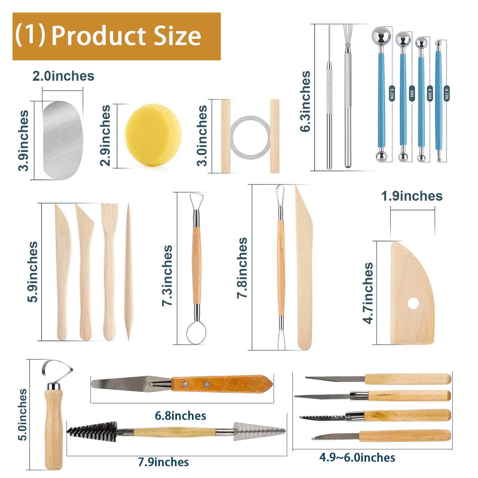 Clay Tools Kit, 52 PCS Complete Clay Tools Set for Sculpting and Pottery, Pottery Tools Includes Polymer Clay Tools, Sculpting Tools, Ceramic Tools, Clay Carving Tools, Perfect Pottery Tool Kit