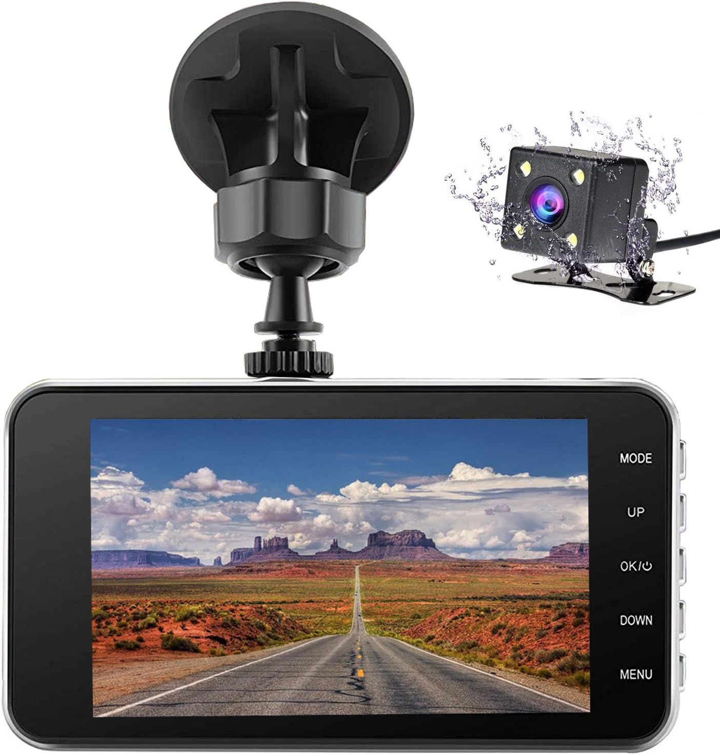 Veoker Dual Dash Cam Car Dashboard Camera Recorder FHD 1080P Front and Rear Cameras Driving Loop Recording 4.0" IPS Screen 170°Wide Angle WDR Parking Monitor G-Sensor, Night Vision, Motion Detection