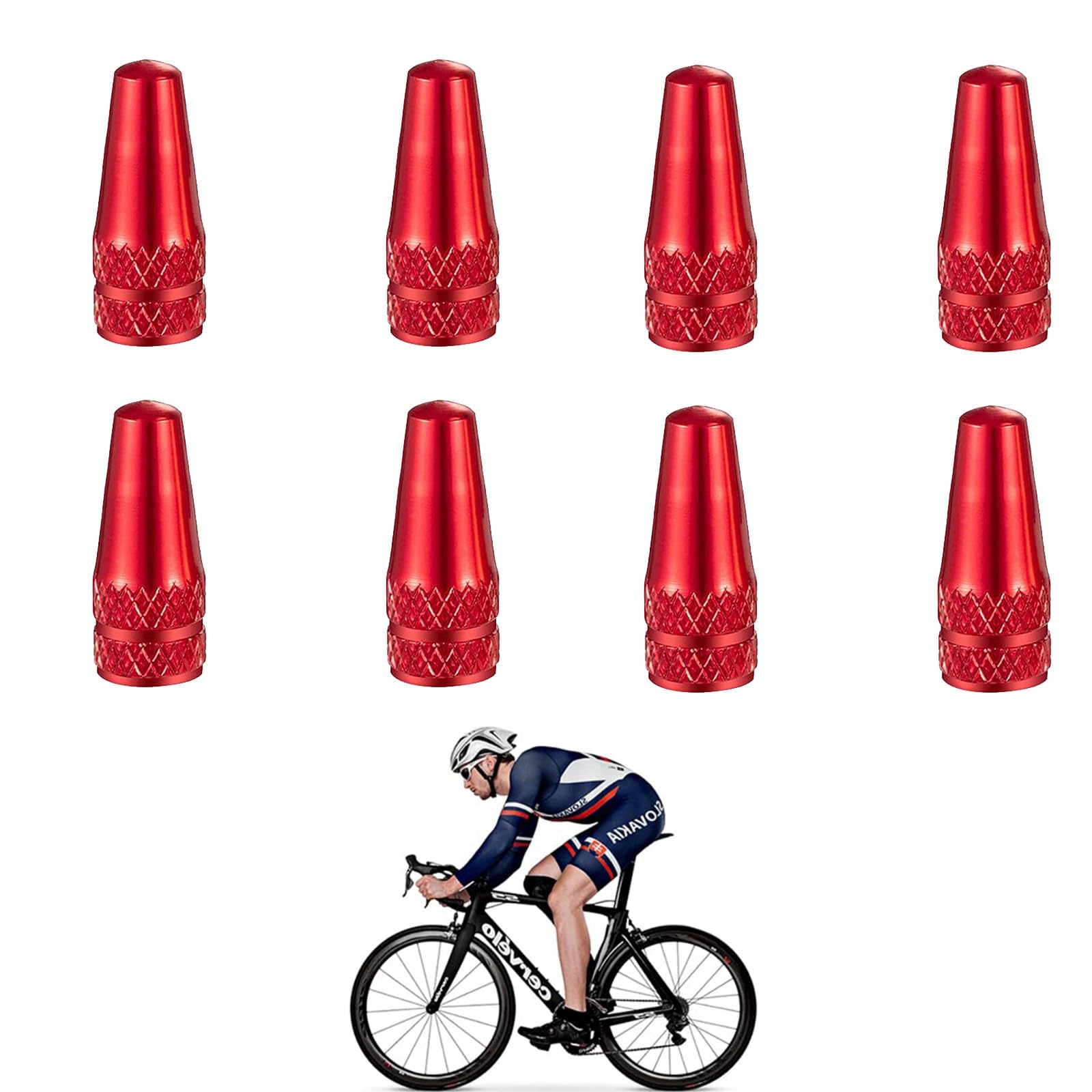 Cerioll Aluminium Alloy Bicycle Wheel Tyre Valve Caps, 6 Pieces, Red, Presta & French Valve Covers