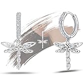 Dragonfly Earrings for Teens Women - Sterling Silver Celtic Knot Dangle Hoop Earrings Hypoallergenic Cubic Zirconia Cute Animal Dainty Sparkle Irish Celtic Jewelry Gifts for Daughter Dragonfly Lovers