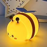 HomeCozi Cute Bee Night Light – Silicone Rechargeable Touch-Controlled Dimmable RGB Lamp with Adjustable Brightness & Multiple Color Modes – Ideal for Kids' Nursery, Bedroom, and Bedtime Décor
