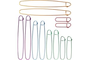 JAYDEAR 12 PCs Cable Stitch Holder for Knitting 6 Size Colorful Aluminum Yarn Stitches Holder Set Locking Knitting Needle Knitting Stitch Holders 6cm/9cm/12cm/15cm/17cm/20cm