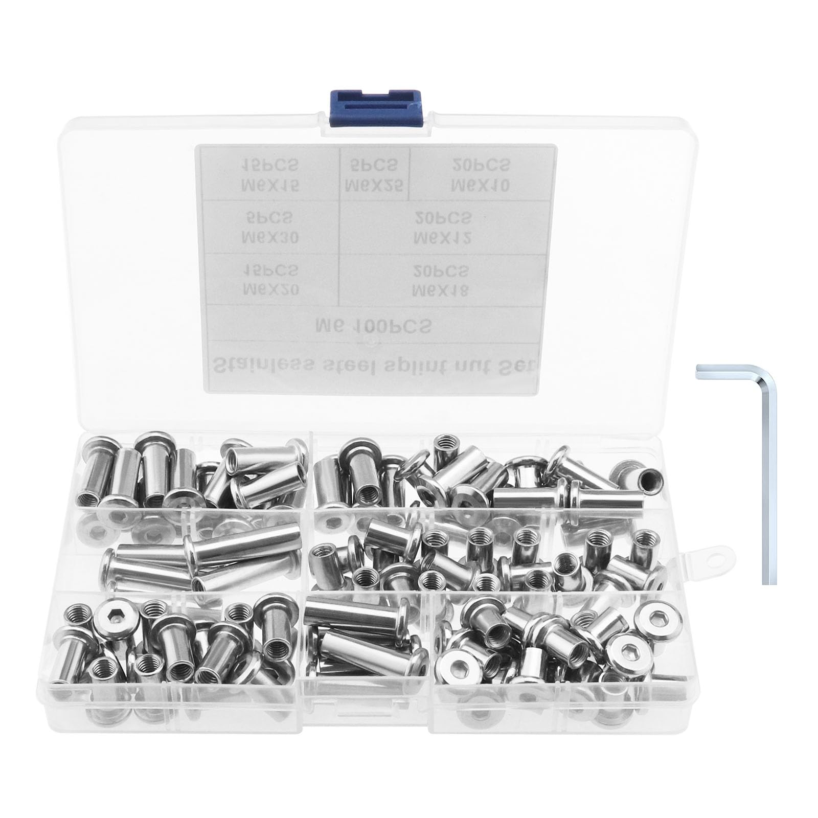 VGOL 100PCS M6 Rivet Nut Flat Head Hex Socket Cap Insert Nut Joint Connector Nut Sleeve Nut Nickel-Plated Carbon Steel 10mm 12mm 15mm 18mm 20mm 25mm 30mm Length