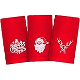 MCEAST 3 Pack Christmas Hand Towels Pure Cotton Towels Christmas Decorative Dish Towels Set for Kitchen Bathroom Home,12 x 18 Inches