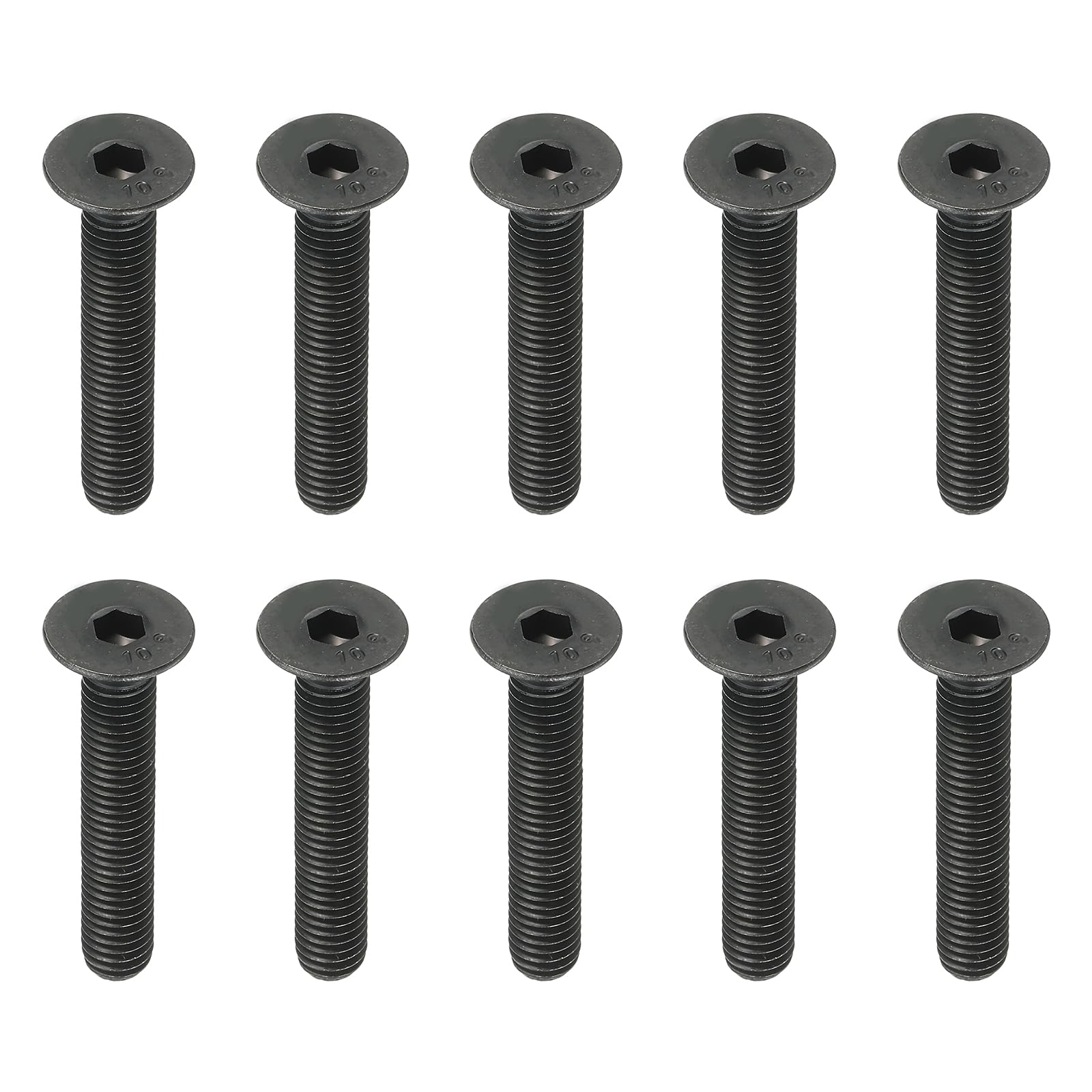 PATIKIL M8 x 50 mm Flat Head Socket Cap Screws, 10 Pack Flat Countersunk Bolts Medium Carbon Steel Hex Socket Drive Machine Screws Full Thread Black Oxide Grade 10.9 — image 1