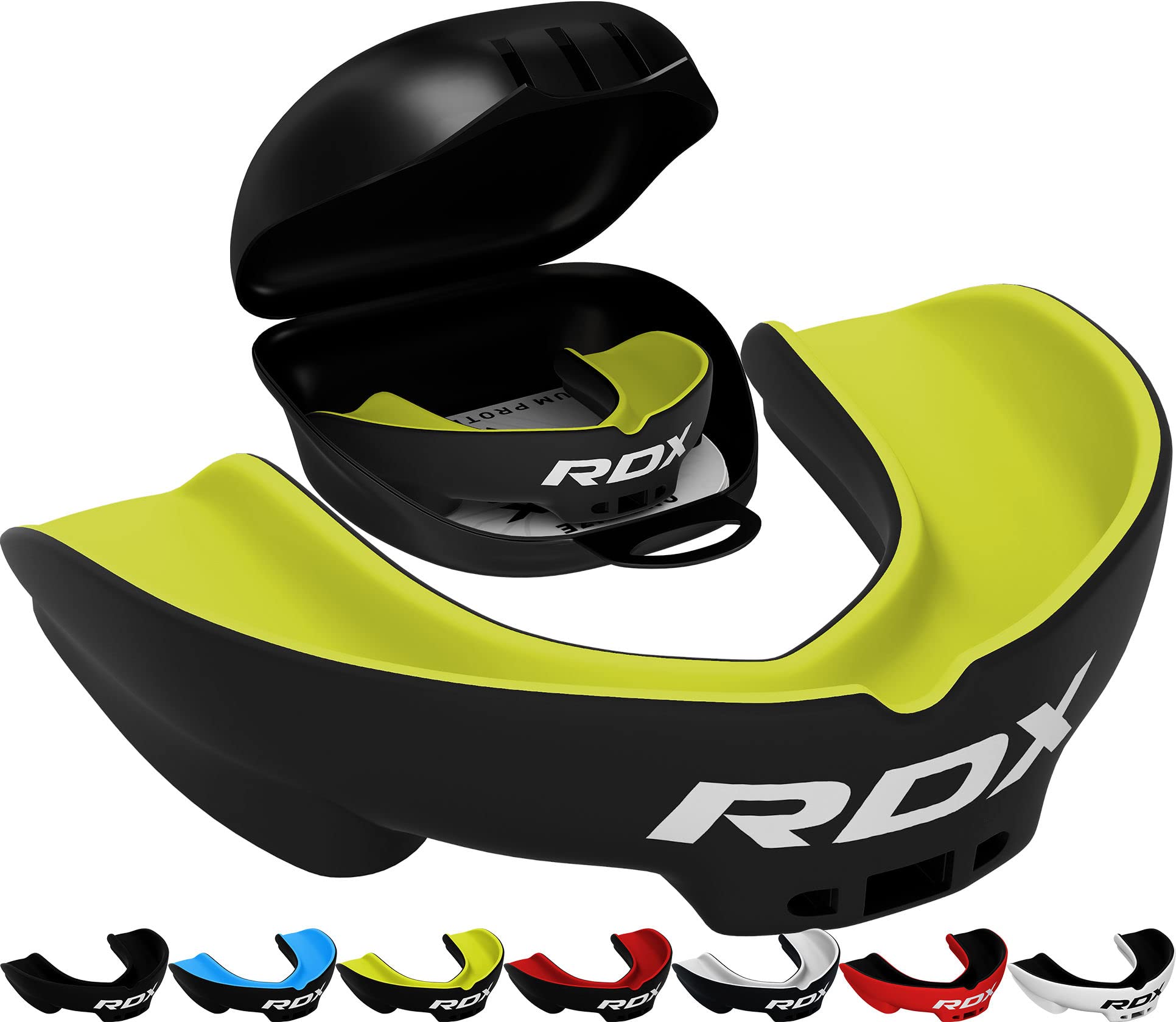 RDX Gum Shield for Boxing MMA Kickboxing Muay Thai Judo Karate - Kids Mouth Guard Mouthpiece Jaw Protector with Case - Martial Arts Football Rugby Hockey BJJ Contact Sports - Junior Below 12 Years