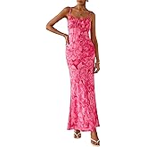 PRETTYGARDEN Women's Floral Bodycon Maxi Dress Summer Beach Sundress Sleeveless Spaghetti Strap Wedding Guest Dress