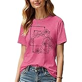 BYIPY Womens Floral T Shirt Graphic Tees Short Sleeve Summer Tops Loose Crewneck Flower Printed Shirt Funny Wildflower Tshirt