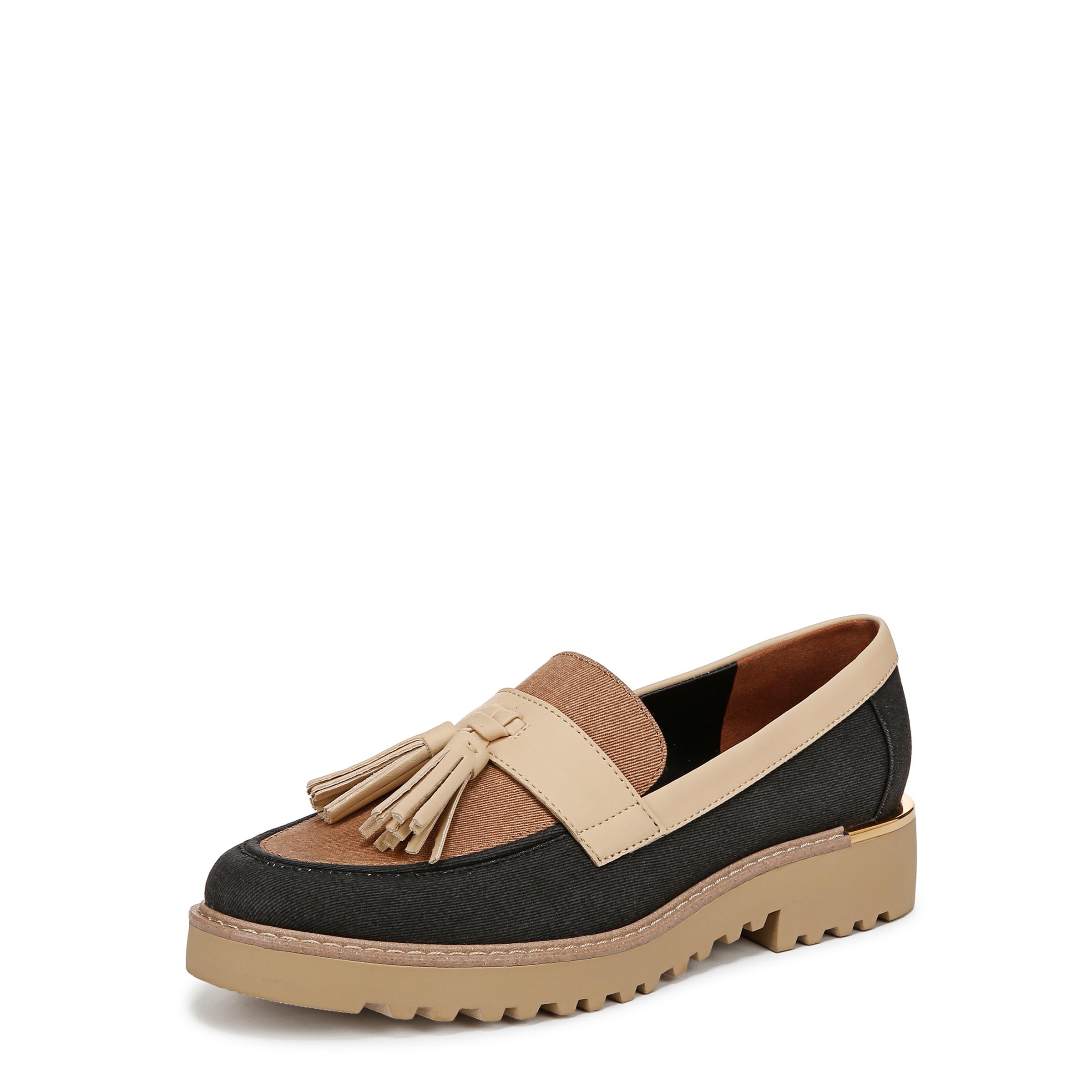 Franco Sarto Womens Carolynn Loafer Black Colorblock Twill 8.5 M