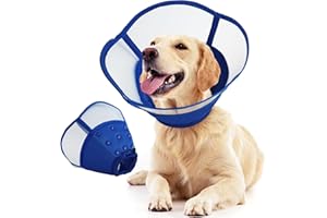 Allroaring Dog Cone Alternative, Soft Dog Cones for Large Dogs, Adjustable Doggie Recovery Cone Collar Comfy Pet Elizabethan Collars to Stop Licking for Wound Healing Care Spay Neuter, Blue L