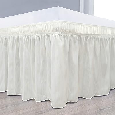 Buy Biscaynebay Wrap Around Bed Skirts For King Cal King Beds 21 Inches Drop Ivory Elastic Dust Ruffles Easy Fit Wrinkle Fade Resistant Silky Luxurious Fabric Solid Color Online In